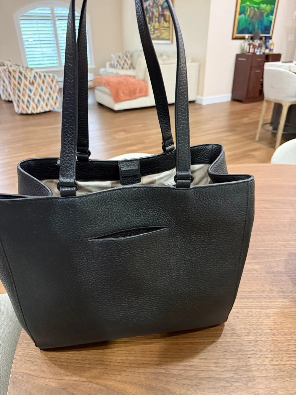 Dagne Dover Black Pebbled Leather Tote - Picture 6 of 8